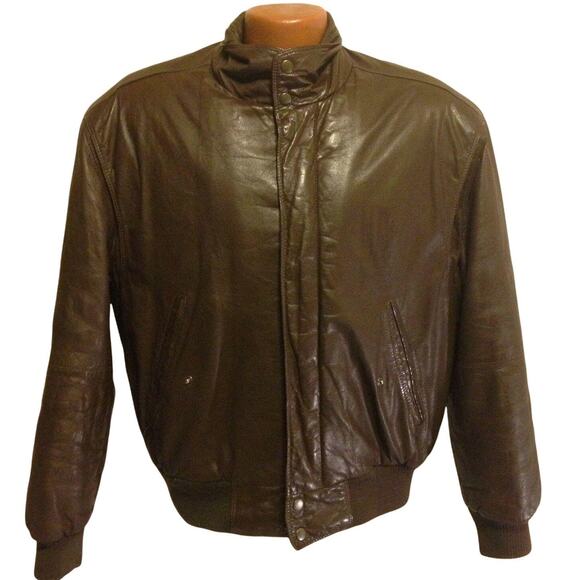 Vintage Members Only Leather Bomber Jacket Mens 42 Sherpa Lining - Picture 1 of 10